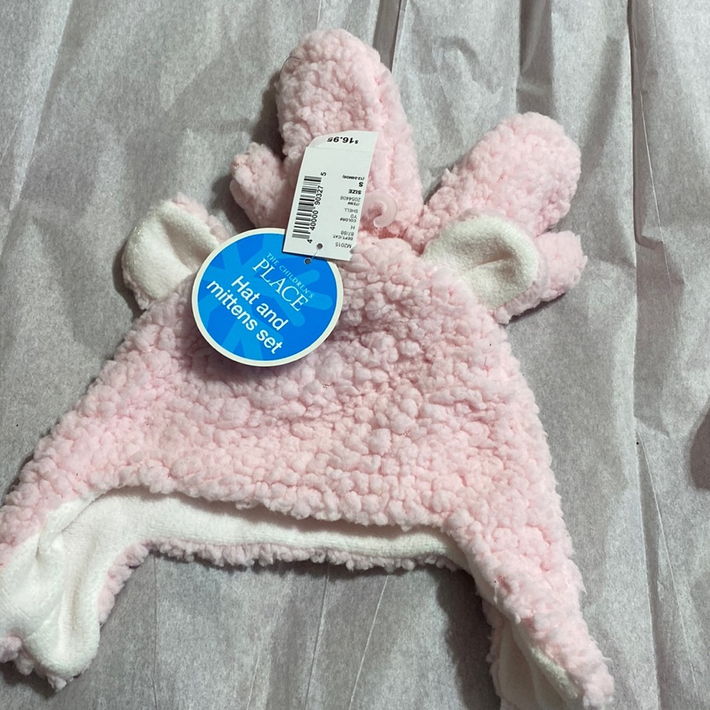 Infant girls NEW 3 piece pink Hat and Mittens Set; 12-24 months - Picture 1 of 1